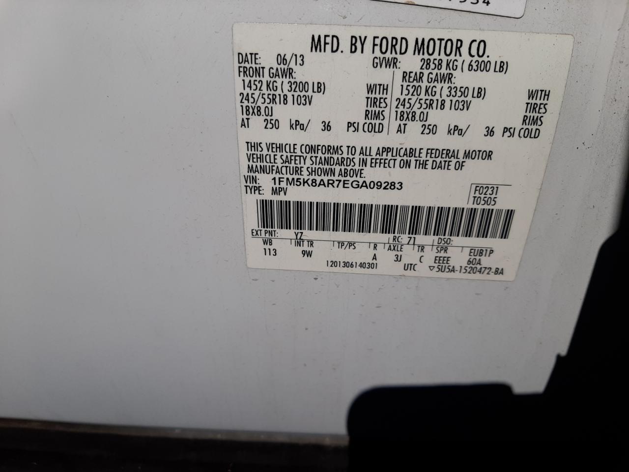 Photo 10 from auction – 2014 FORD EXPLORER P with VIN 1FM5K8AR7EGA09283