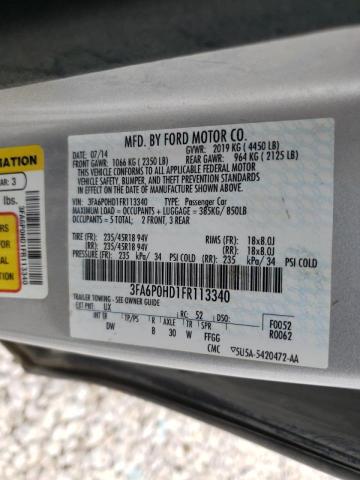 Photo 10 from auction – 2015 FORD FUSION SE with VIN 3FA6P0HD1FR113340