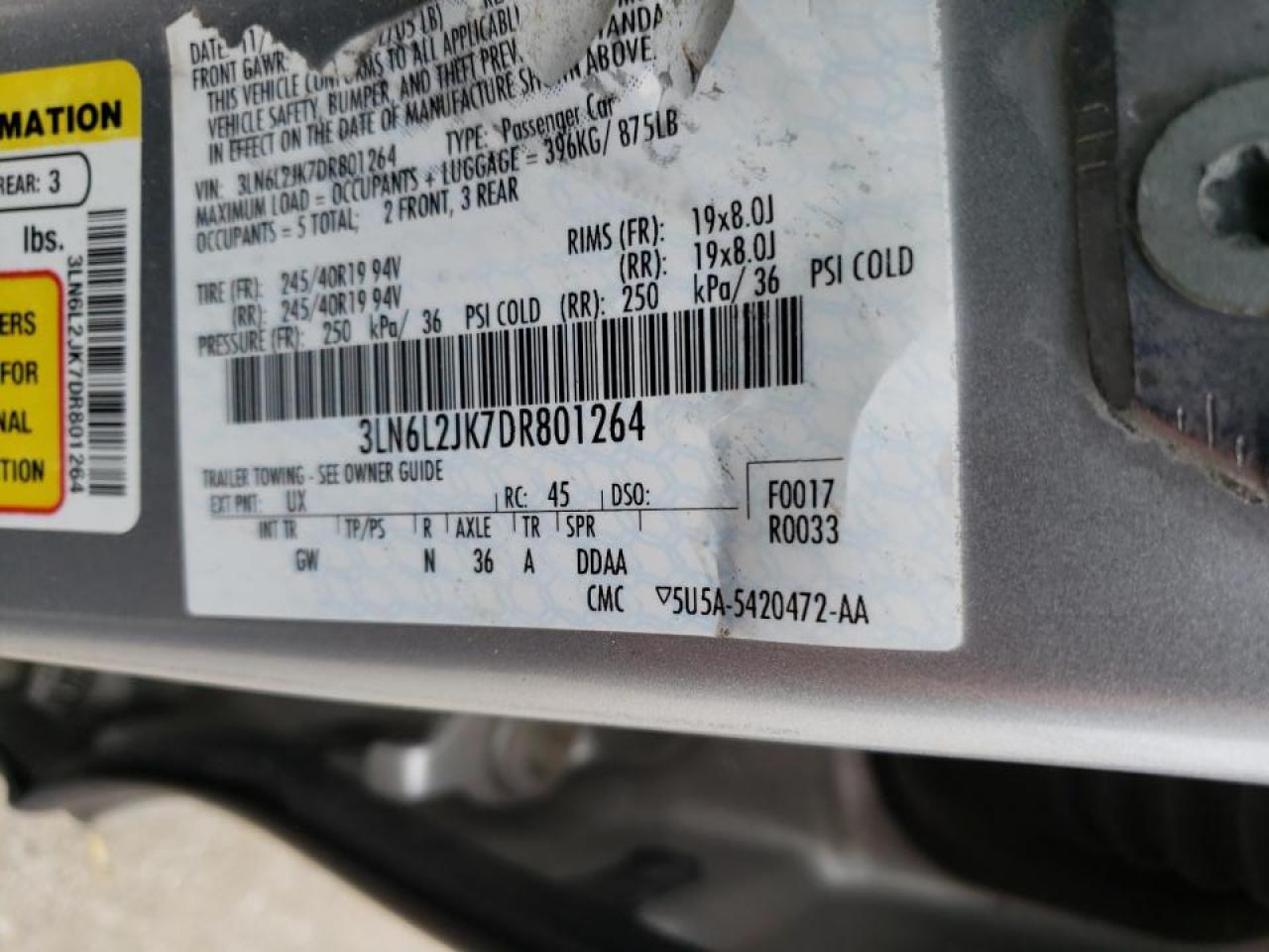Photo 10 from auction – 2013 LINCOLN MKZ with VIN 3LN6L2JK7DR801264