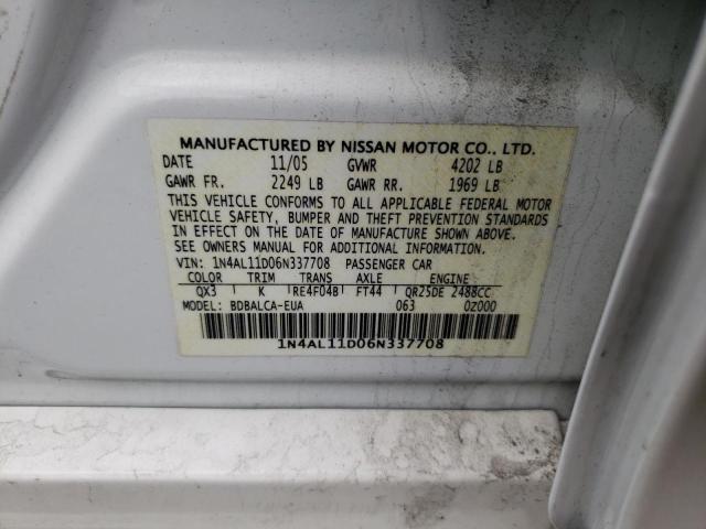 Photo 10 from auction – 2006 NISSAN ALTIMA S with VIN 1N4AL11D06N337708