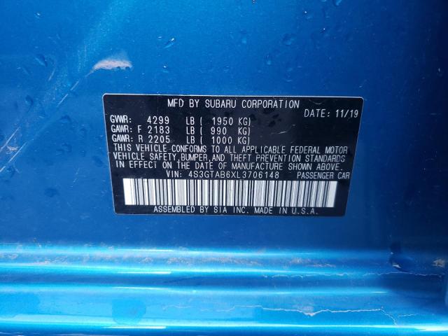 Photo 10 from auction – 2020 SUBARU IMPREZA with VIN 4S3GTAB6XL3706148