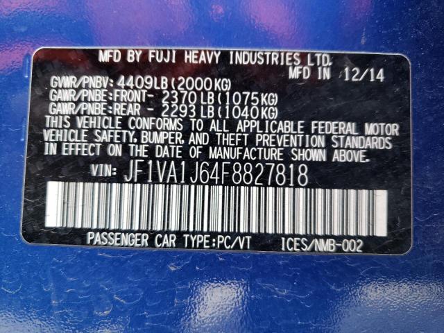 Photo 10 from auction – 2015 SUBARU WRX LIMITE with VIN JF1VA1J64F8827818