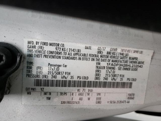 Photo 10 from auction – 2017 FORD FOCUS SEL with VIN 1FADP3H28HL232043