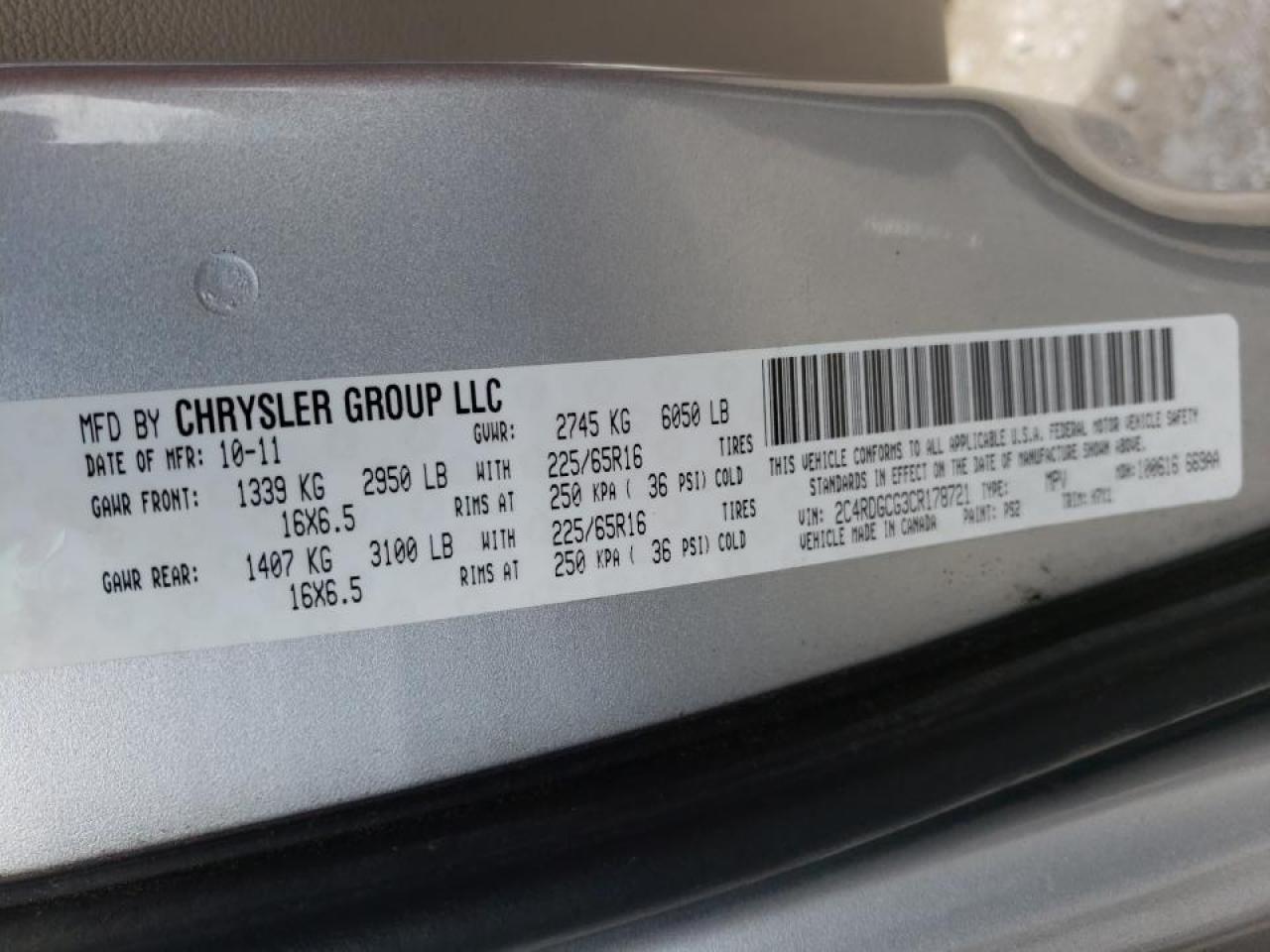 Photo 10 from auction – 2012 DODGE GRAND CARA with VIN 2C4RDGCG3CR178721
