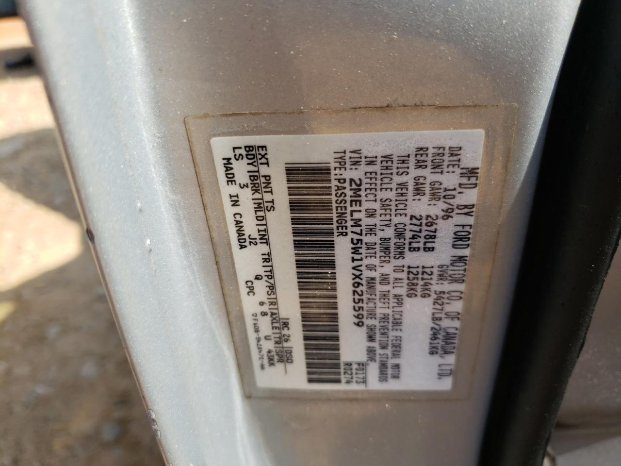 Photo 10 from auction – 1997 MERCURY GRAND MARQ with VIN 2MELM75W1VX625599