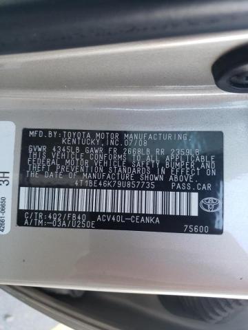 Photo 10 from auction – 2009 TOYOTA CAMRY BASE with VIN 4T1BE46K79U857735