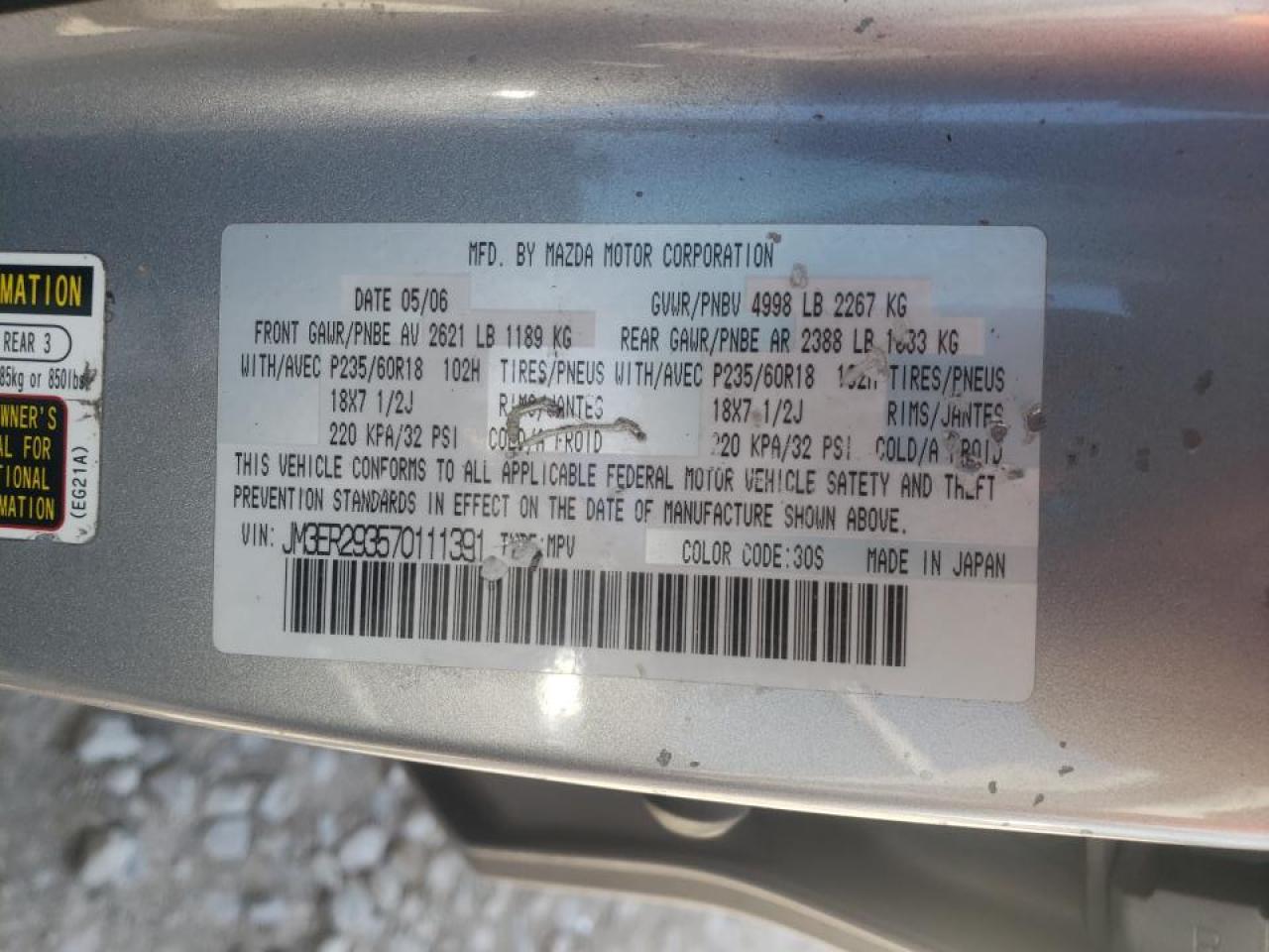 Photo 10 from auction – 2007 MAZDA CX-7 with VIN JM3ER293570111391