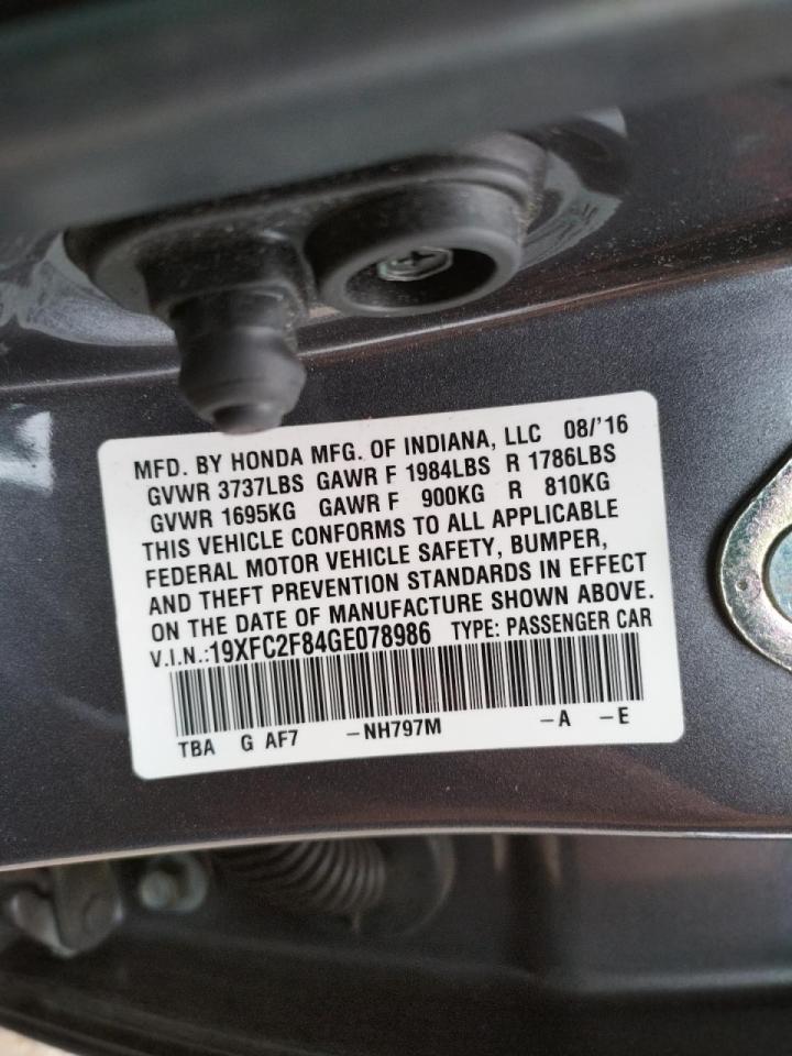 Photo 10 from auction – 2016 HONDA CIVIC EX with VIN 19XFC2F84GE078986