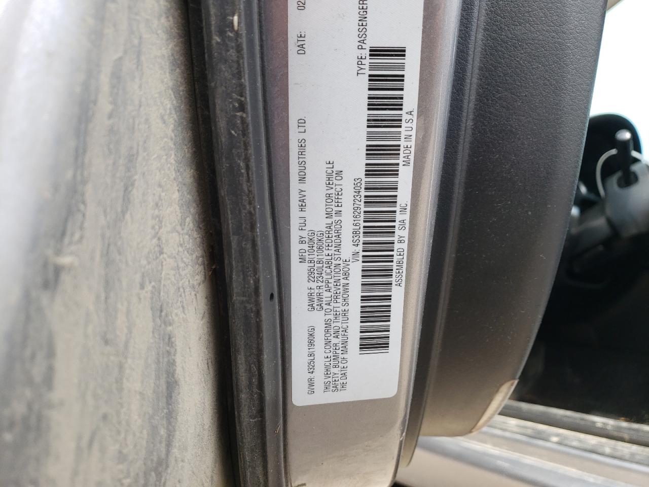 Photo 10 from auction – 2009 SUBARU LEGACY 2.5 with VIN 4S3BL616297234053