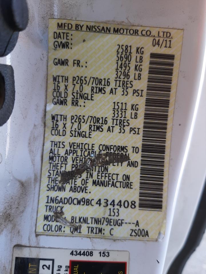Photo 10 from auction – 2011 NISSAN FRONTIER S with VIN 1N6AD0CW9BC434408