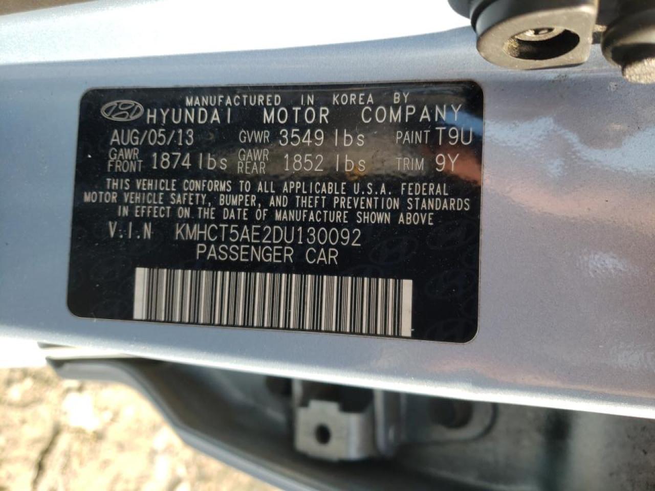 Photo 10 from auction – 2013 HYUNDAI ACCENT GLS with VIN KMHCT5AE2DU130092