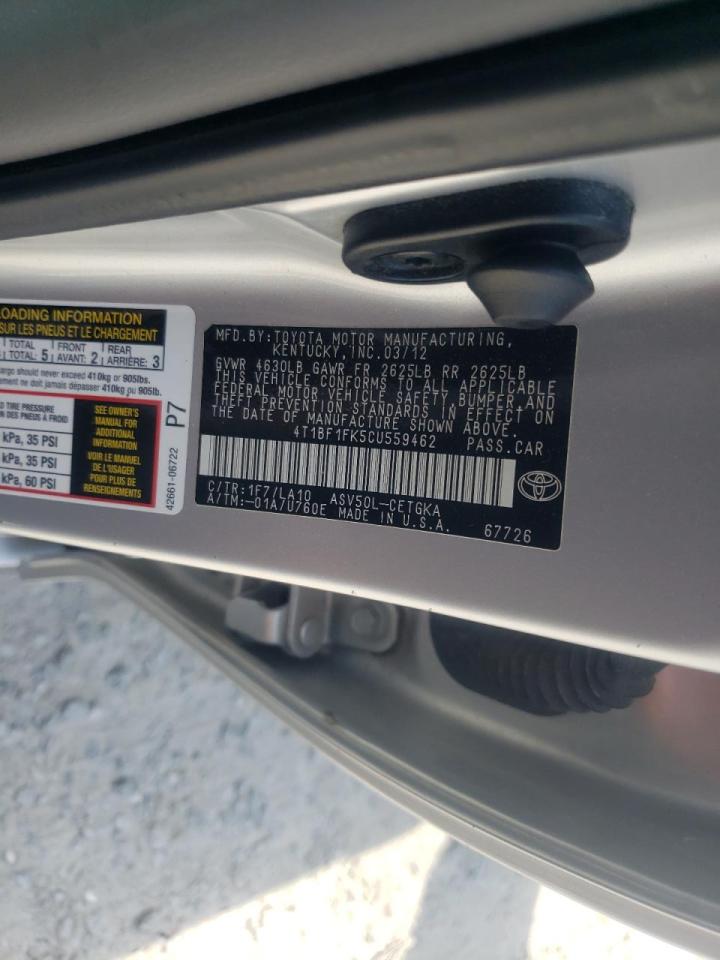 Photo 10 from auction – 2012 TOYOTA CAMRY BASE with VIN 4T1BF1FK5CU559462