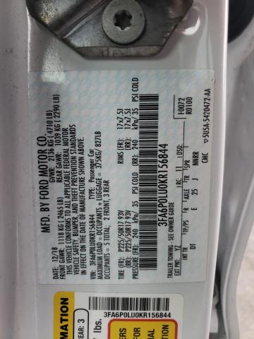 Photo 10 from auction – 2019 FORD FUSION SE with VIN 3FA6P0LU0KR156844