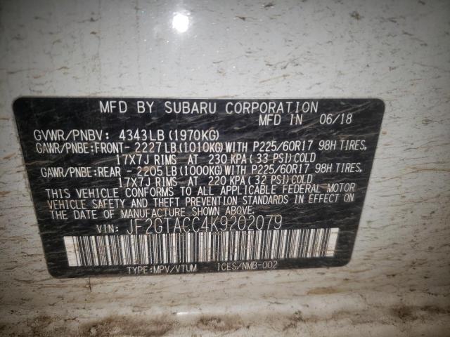 Photo 10 from auction – 2019 SUBARU CROSSTREK with VIN JF2GTACC4K9202079