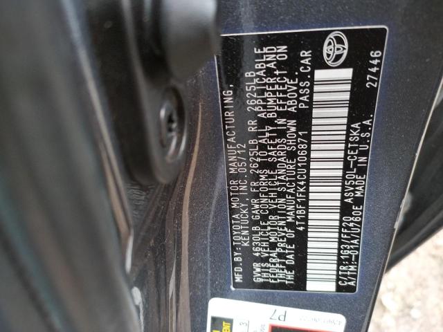 Photo 10 from auction – 2012 TOYOTA CAMRY BASE with VIN 4T1BF1FK4CU106871