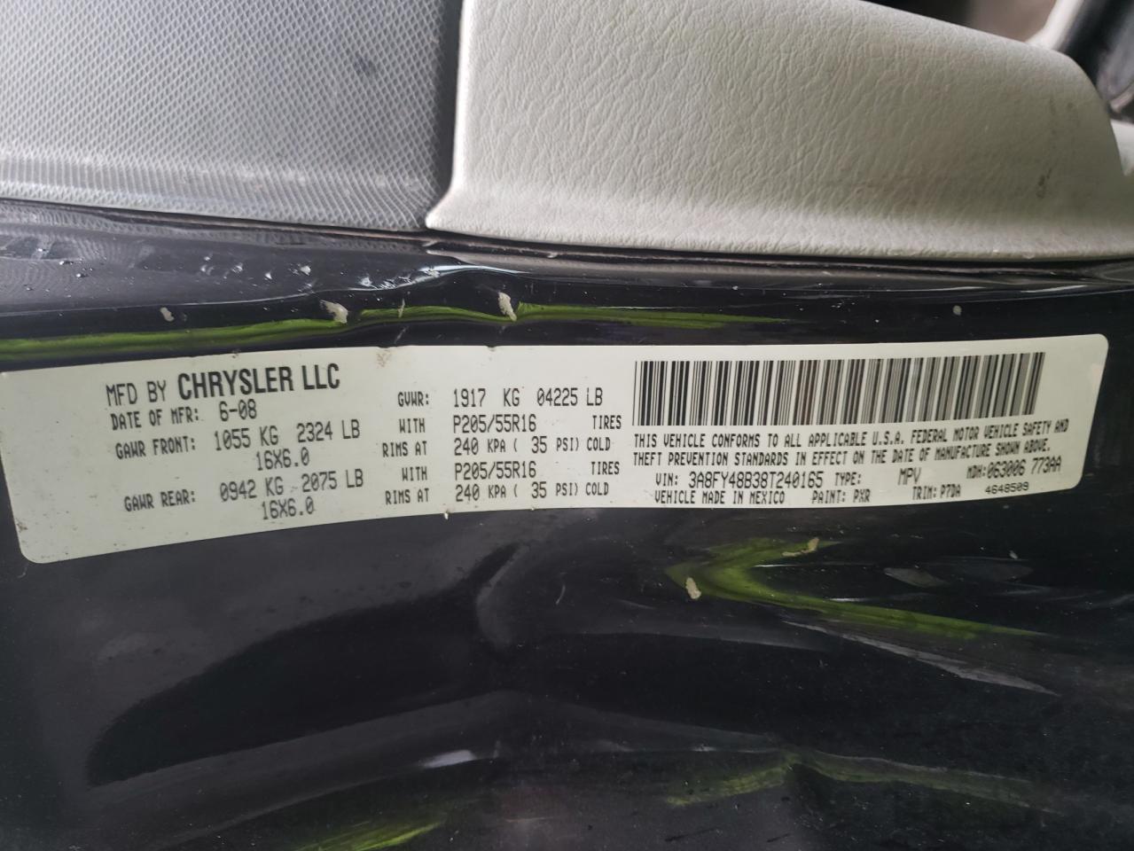 Photo 11 from auction – 2008 CHRYSLER PT CRUISER with VIN 3A8FY48B38T240165