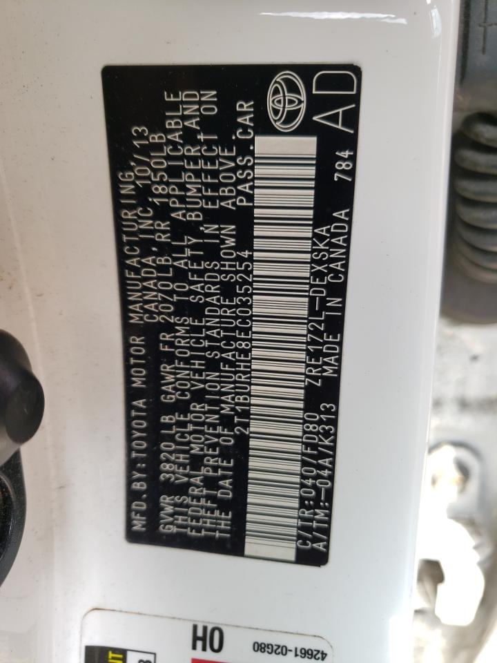 Photo 10 from auction – 2014 TOYOTA COROLLA L with VIN 2T1BURHE8EC035254