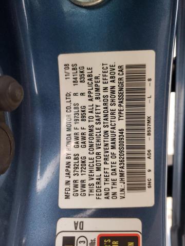 Photo 10 from auction – 2009 HONDA CIVIC HYBR with VIN JHMFA36209S009346