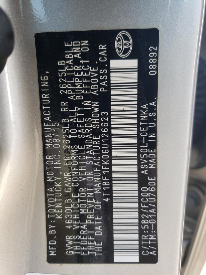 Photo 10 from auction – 2016 TOYOTA CAMRY LE with VIN 4T1BF1FK0GU126623