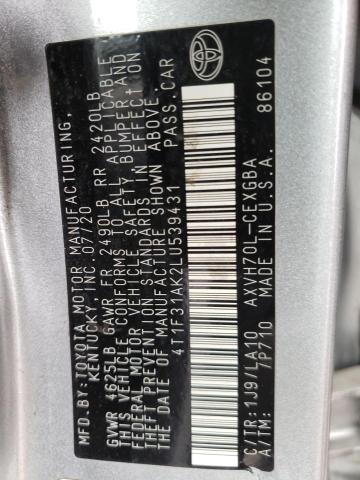 Photo 10 from auction – 2020 TOYOTA CAMRY XLE with VIN 4T1F31AK2LU539431
