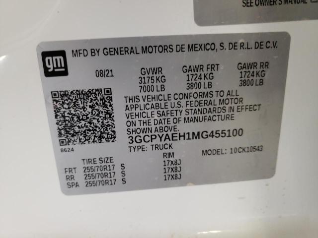 Photo 10 from auction – 2021 CHEVROLET SILVERADO with VIN 3GCPYAEH1MG455100