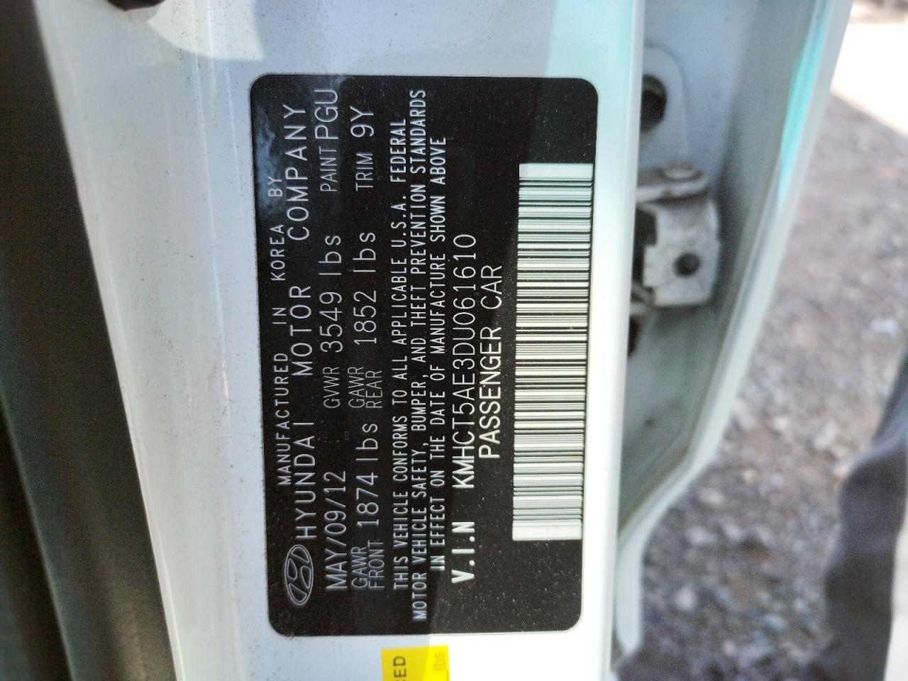 Photo 10 from auction – 2013 HYUNDAI ACCENT GLS with VIN KMHCT5AE3DU061610
