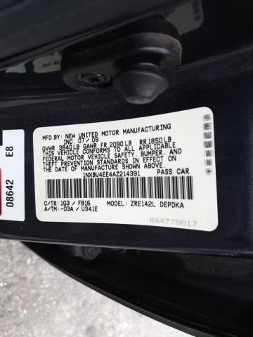 Photo 10 from auction – 2010 TOYOTA COROLLA BA with VIN 1NXBU4EE4AZ214391