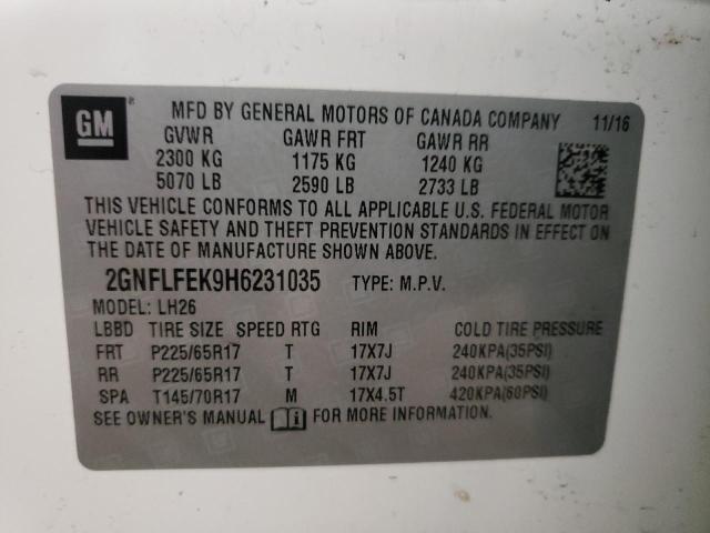 Photo 10 from auction – 2017 CHEVROLET EQUINOX LT with VIN 2GNFLFEK9H6231035