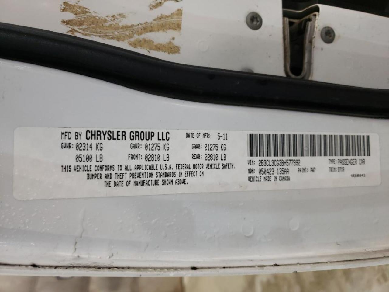 Photo 10 from auction – 2011 DODGE CHARGER with VIN 2B3CL3CG3BH577992