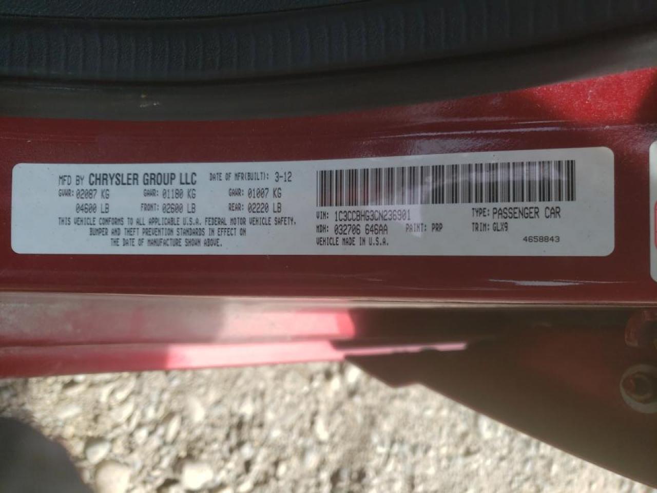 Photo 10 from auction – 2012 CHRYSLER 200 S with VIN 1C3CCBHG3CN236901