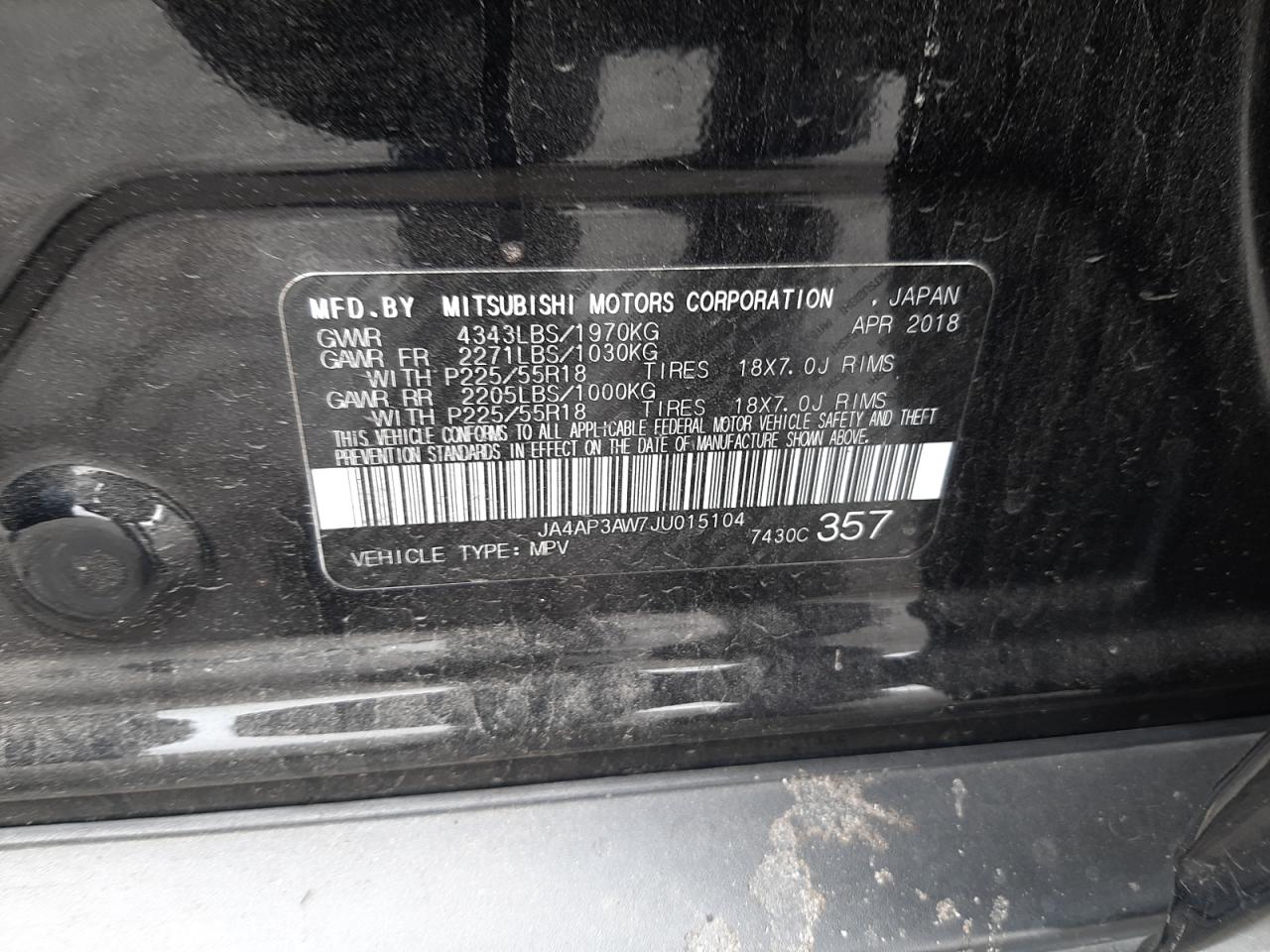 Photo 10 from auction – 2018 MITSUBISHI OUTLANDER with VIN JA4AP3AW7JU015104