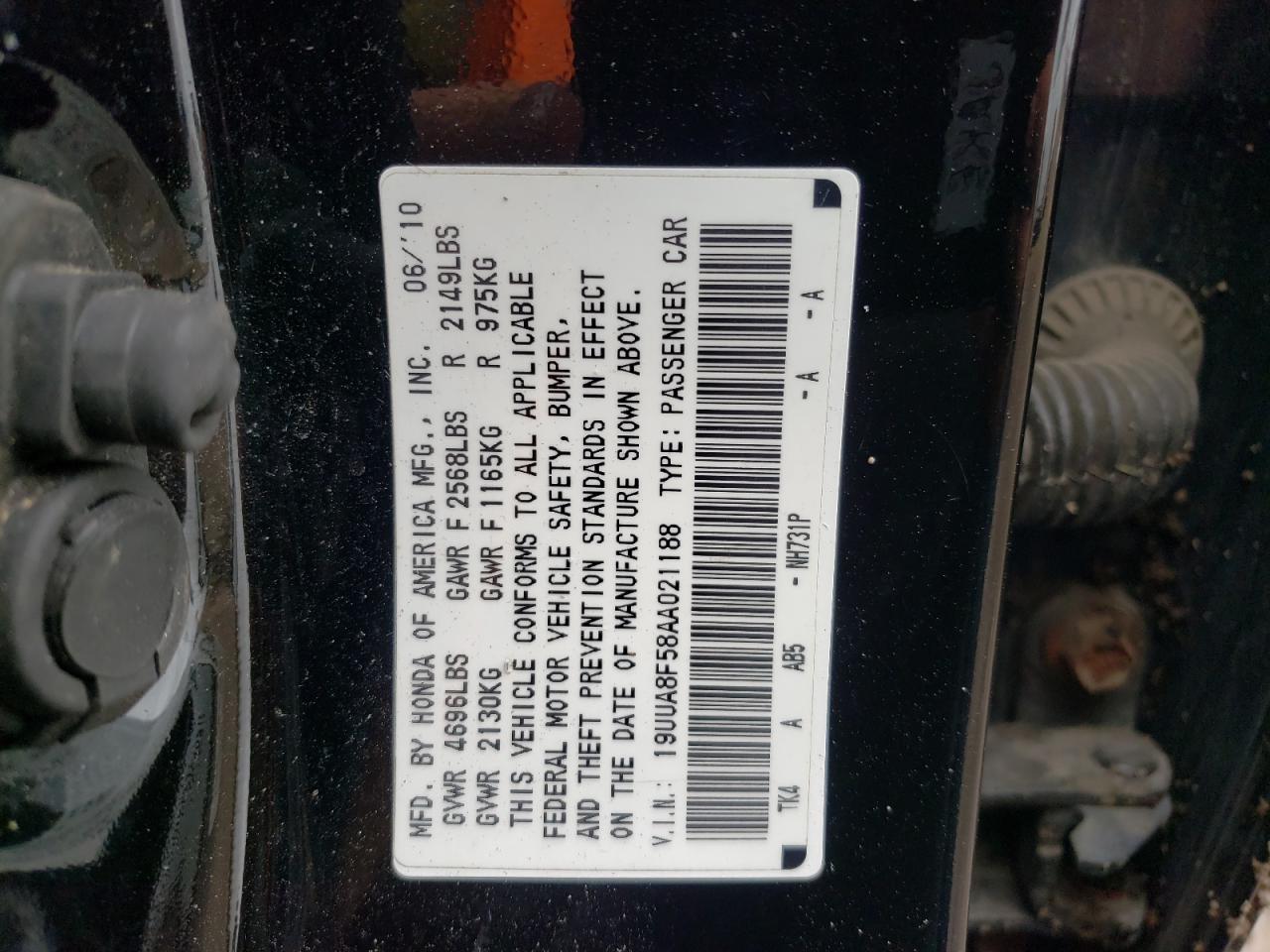 Photo 10 from auction – 2010 ACURA TL with VIN 19UUA8F58AA021188