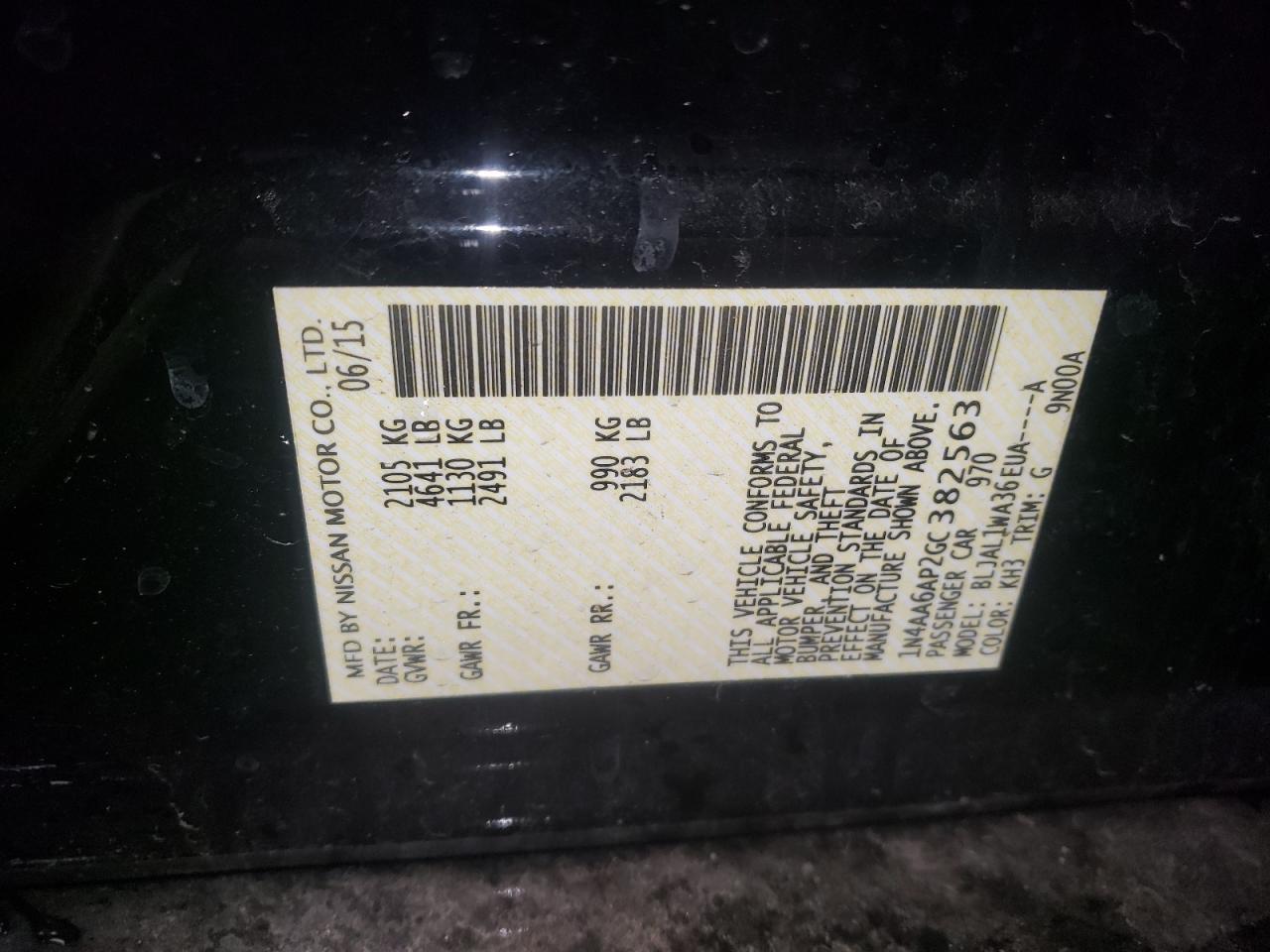 Photo 10 from auction – 2016 NISSAN MAXIMA 3.5 with VIN 1N4AA6AP2GC382563