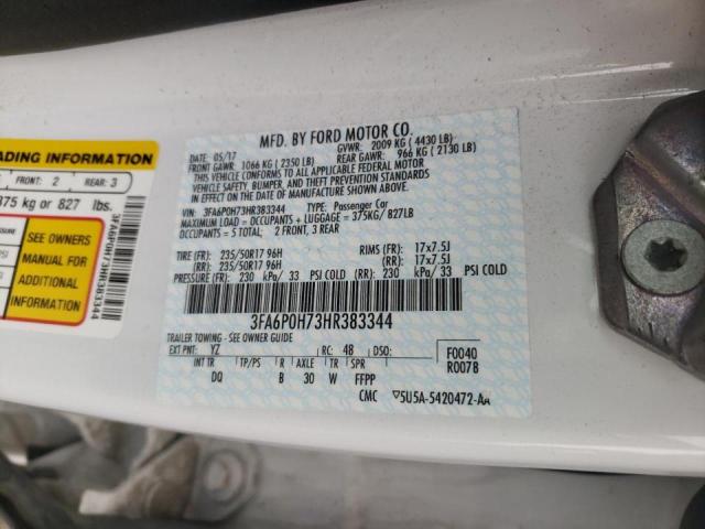 Photo 10 from auction – 2017 FORD FUSION SE with VIN 3FA6P0H73HR383344