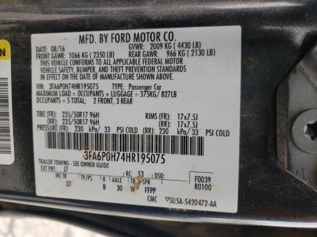 Photo 10 from auction – 2017 FORD FUSION SE with VIN 3FA6P0H74HR195075