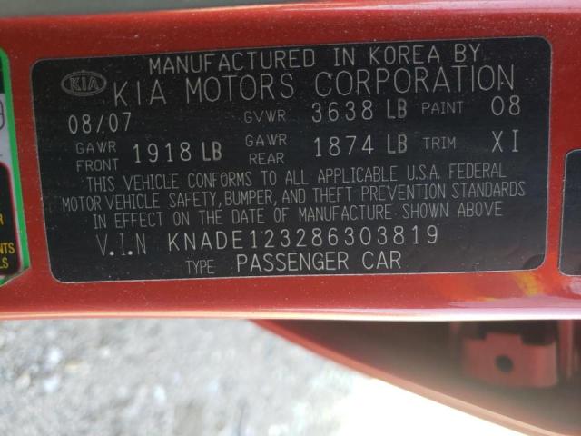 Photo 10 from auction – 2008 KIA RIO BASE with VIN KNADE123286303819