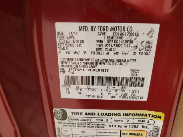Photo 10 from auction – 2013 FORD F150 SUPER with VIN 1FTFW1EF2DKE81858