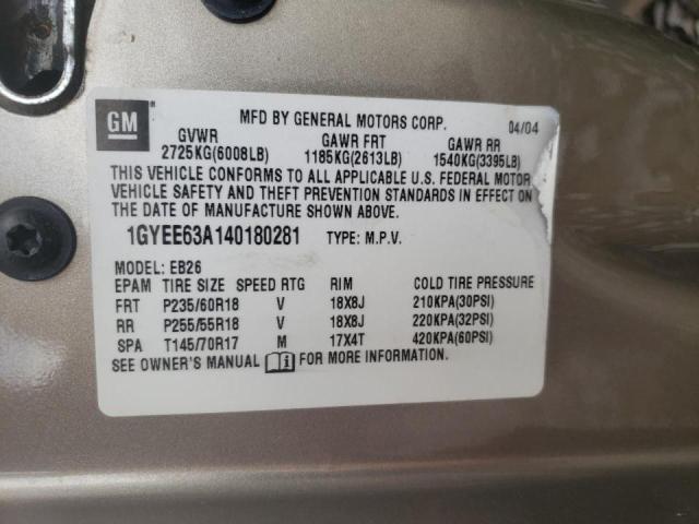Photo 10 from auction – 2004 CADILLAC SRX with VIN 1GYEE63A140180281