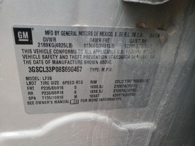 Photo 10 from auction – 2008 SATURN VUE XE with VIN 3GSCL33P08S690467