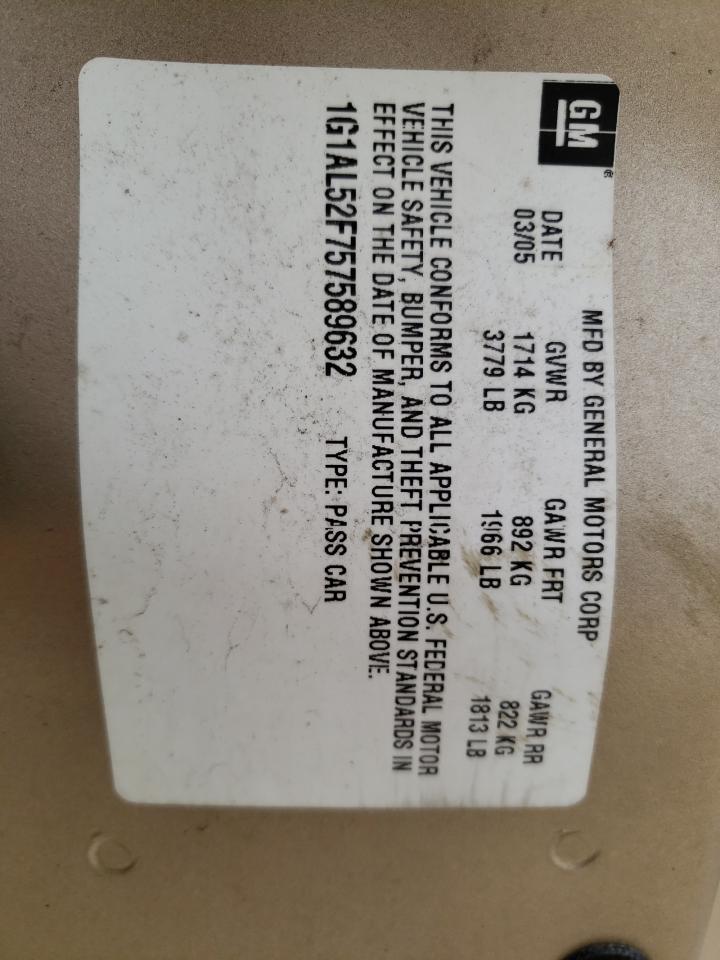 Photo 10 from auction – 2005 CHEVROLET COBALT with VIN 1G1AL52F757589632