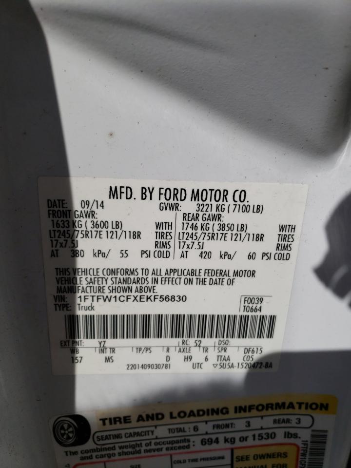 Photo 10 from auction – 2014 FORD F150 SUPER with VIN 1FTFW1CFXEKF56830