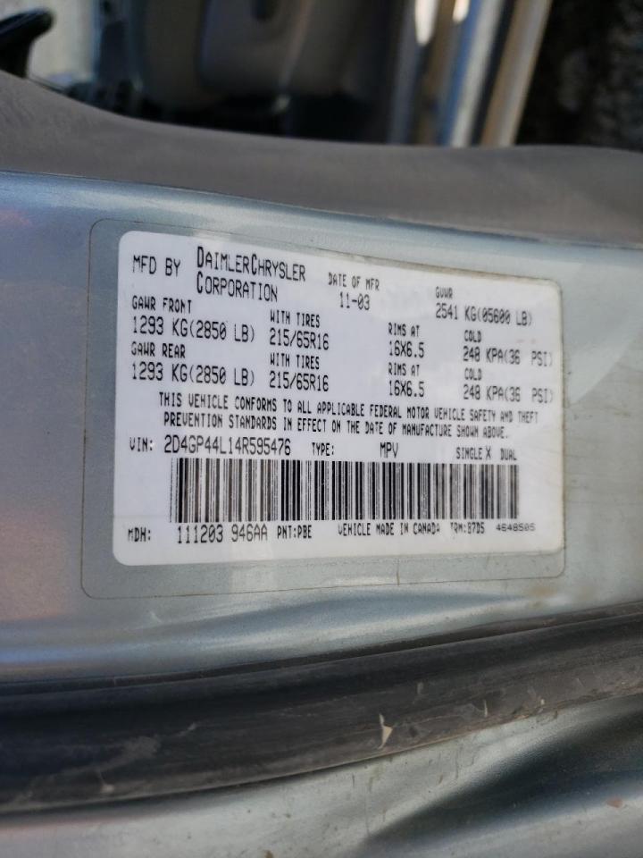 Photo 10 from auction – 2004 DODGE GRAND CARA with VIN 2D4GP44L14R595476