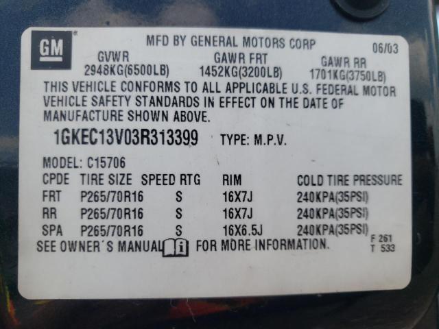 Photo 10 from auction – 2003 GMC YUKON with VIN 1GKEC13V03R313399