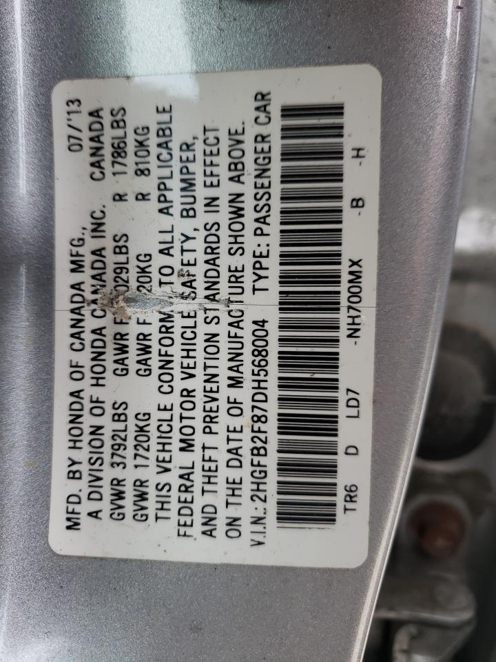 Photo 10 from auction – 2013 HONDA CIVIC EX with VIN 2HGFB2F87DH568004