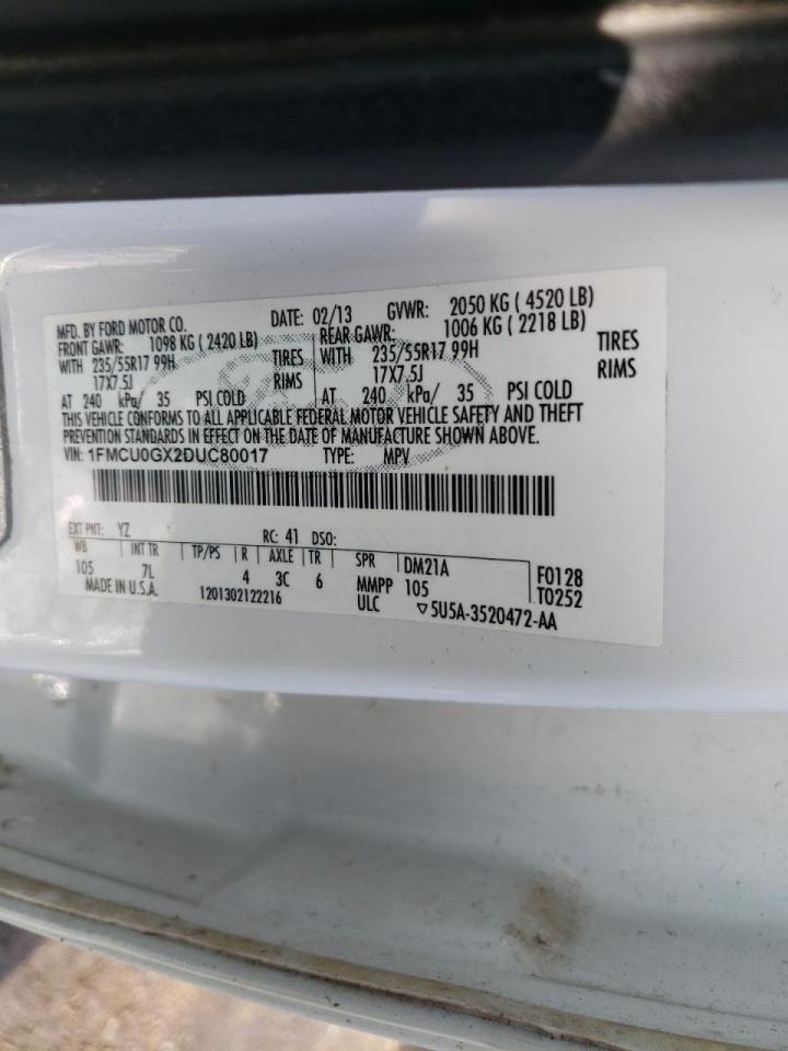Photo 10 from auction – 2013 FORD ESCAPE SE with VIN 1FMCU0GX2DUC80017