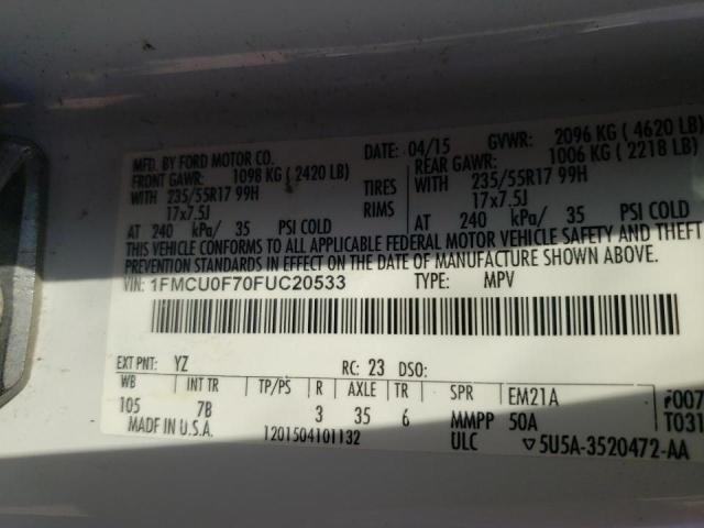 Photo 10 from auction – 2015 FORD ESCAPE S with VIN 1FMCU0F70FUC20533