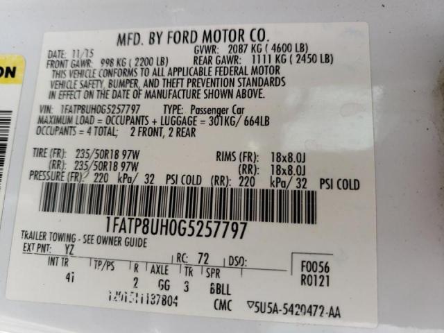 Photo 10 from auction – 2016 FORD MUSTANG with VIN 1FATP8UH0G5257797