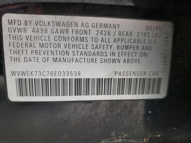 Photo 10 from auction – 2006 VOLKSWAGEN PASSAT 2.0 with VIN WVWEK73C76E033538