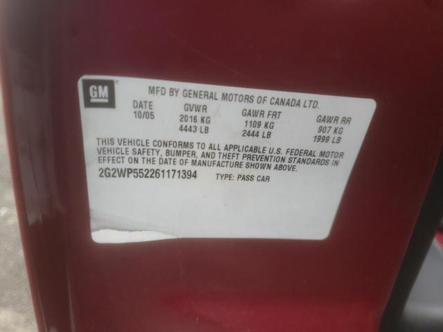 Photo 10 from auction – 2006 PONTIAC GRAND PRIX with VIN 2G2WP552261171394