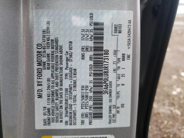 Photo 10 from auction – 2018 FORD FUSION SE with VIN 3FA6P0LU8JR173180